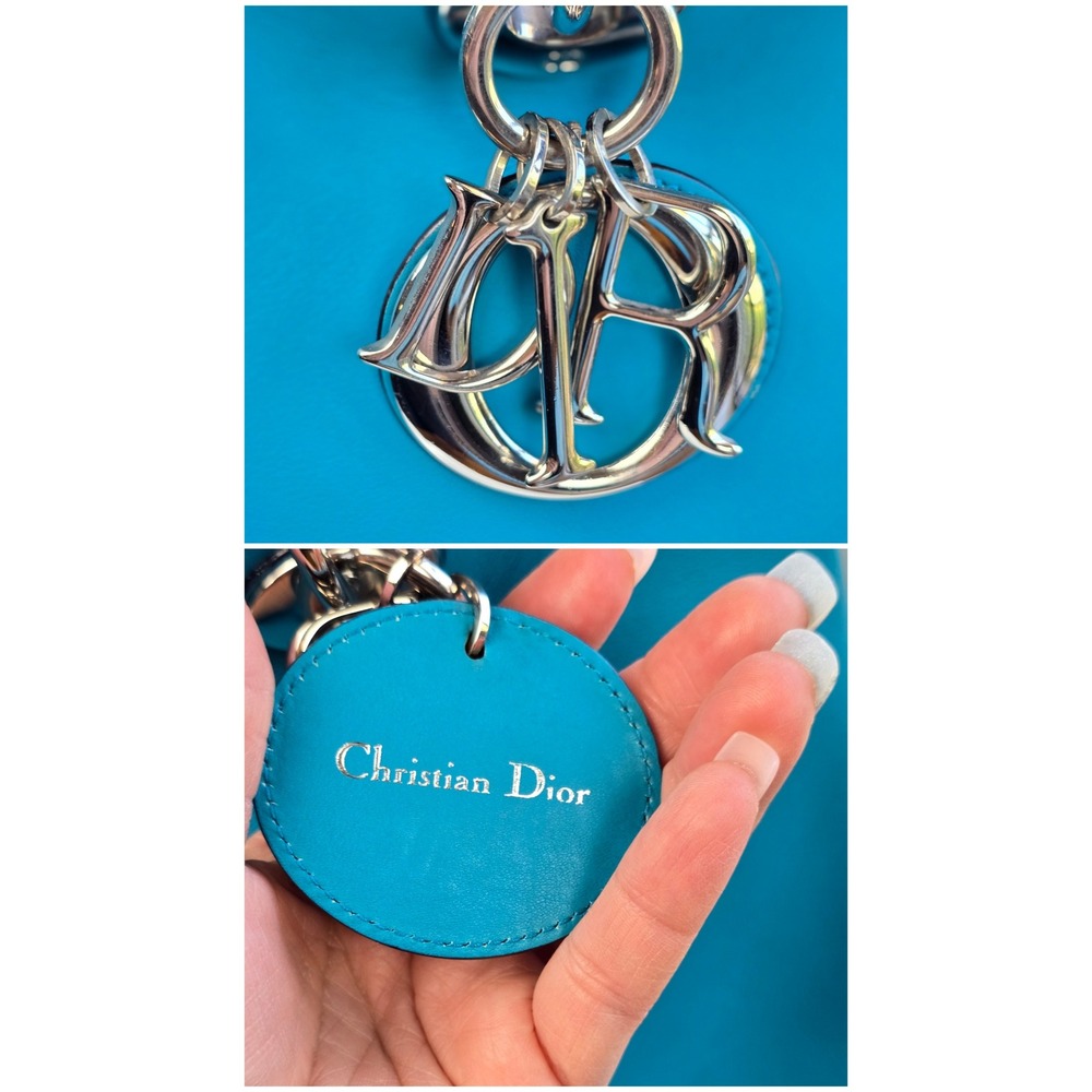Christian Dior Diorissimo Turquoise Leather Tote Bag Silver Hardware with Pouch - Picture 10 of 16